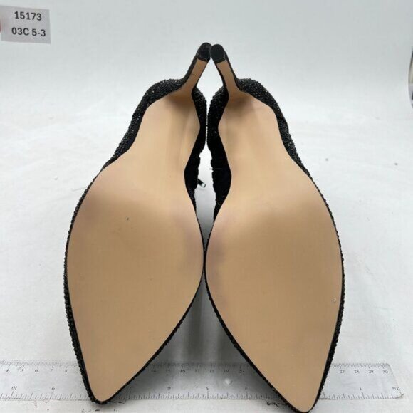 Black High Heel Ankle Boots Studded Closed Pointed Toe Stilettos Zipper Shoes - Picture 6 of 6